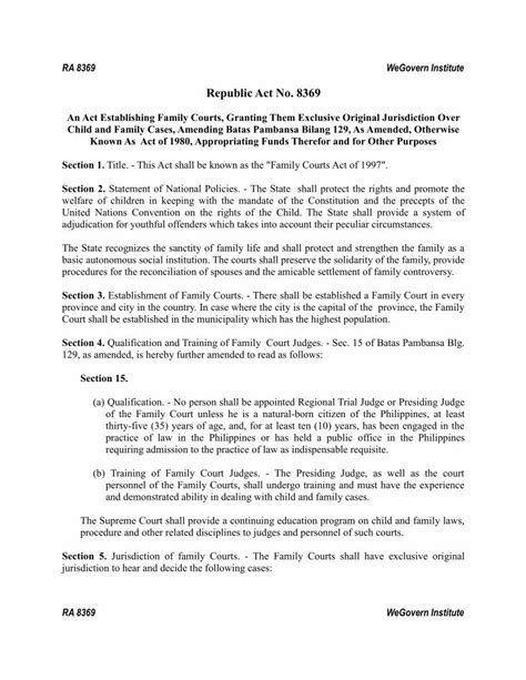 Republic Act No. 8369 .